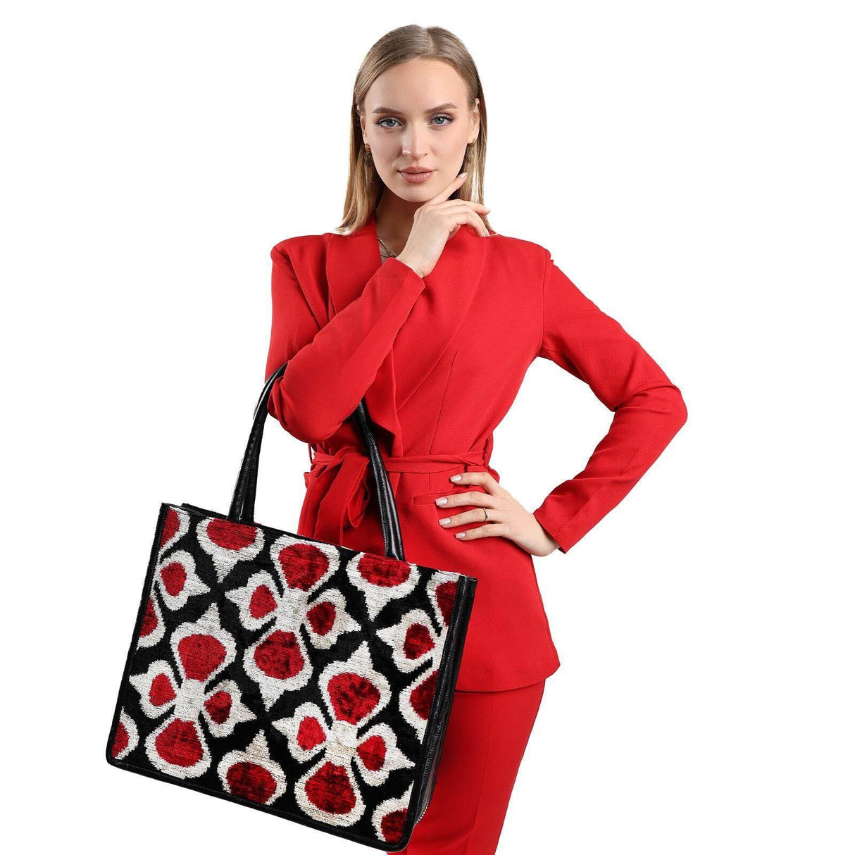 Aaliyah Large Leather & Silk Tote Bag | Spacious & Stylish | Handmade in Turkey | Perfect for Work & Weekend Getaways - Hilstor