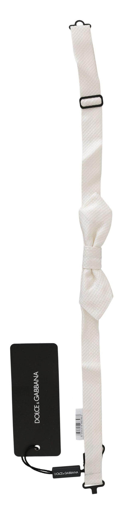 Dolce & Gabbana White 100% Silk Slim Adjustable Neck Papillon Men Tie - Hilstor