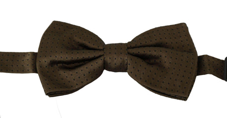 Dolce & Gabbana Brown Polka Dots Silk Adjustable Neck Papillon Men Bow Tie - Hilstor