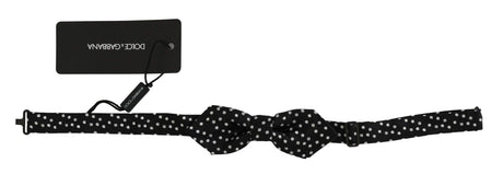 Dolce & Gabbana Black Polka Dots Silk Adjustable Neck Papillon Men Bow Tie - Hilstor