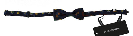 Dolce & Gabbana Blue Flags 100% Silk Adjustable Neck Papillon Men Bow Tie - Hilstor