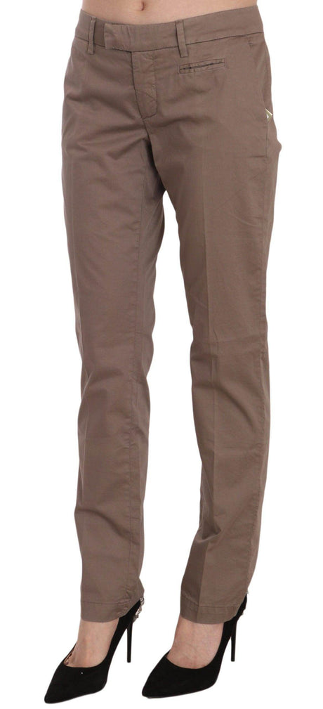 Dondup Brown Low Waist Straight Cut Trouser Pant - Hilstor