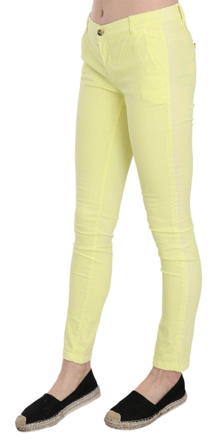 PINKO Yellow Cotton Stretch Low Waist Skinny Casual Trouser Pants - Hilstor
