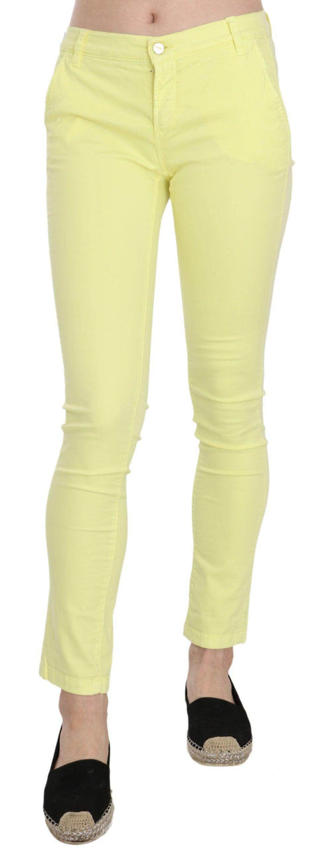 PINKO Yellow Cotton Stretch Low Waist Skinny Casual Trouser Pants - Hilstor