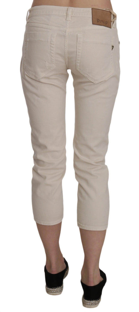 Dondup Beige Cotton Stretch Low Waist Skinny Cropped Capri Jeans - Hilstor