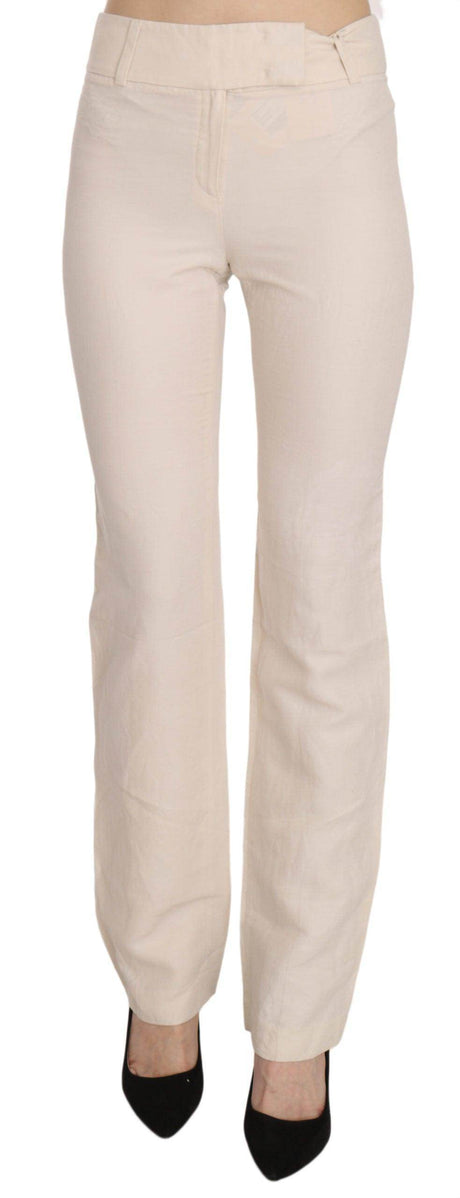 LAUREL White High Waist Silk Blend Flared Dress Trousers Pants - Hilstor