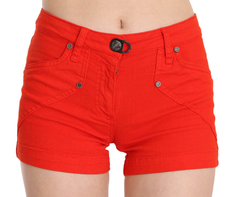 PLEIN SUD Orange Mid Waist Cotton Denim Mini - Hilstor