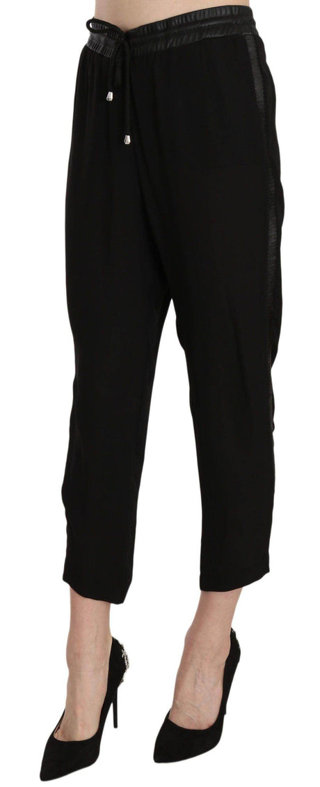Guess Black Polyester High Waist Cropped Trousers Pants - Hilstor
