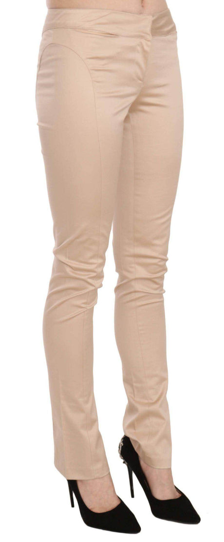 Just Cavalli Cream Low Waist Skinny Formal Trousers Pants - Hilstor