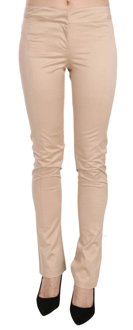 Just Cavalli Cream Low Waist Skinny Formal Trousers Pants - Hilstor