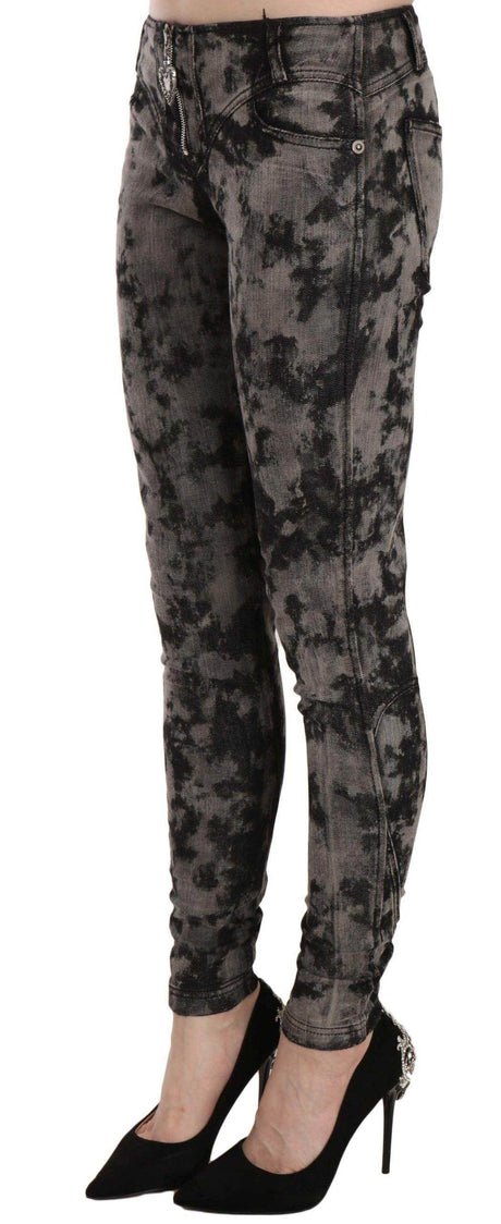 Just Cavalli Black Gray Faded Low Waist Skinny Denim Trousers Jeans - Hilstor