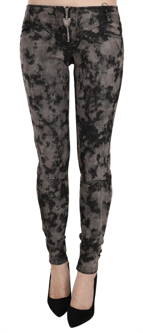 Just Cavalli Black Gray Faded Low Waist Skinny Denim Trousers Jeans - Hilstor