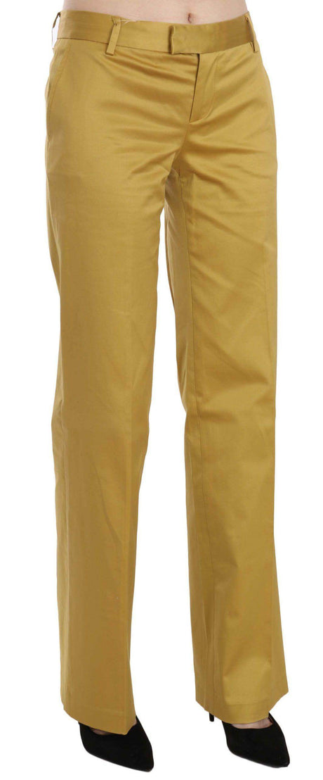 Just Cavalli Mustard Yellow Straight Formal Trousers Pants - Hilstor