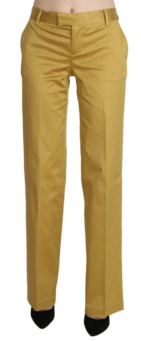 Just Cavalli Mustard Yellow Straight Formal Trousers Pants - Hilstor