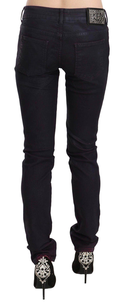 Just Cavalli Black Cotton Low Waist Skinny Denim Pants - Hilstor