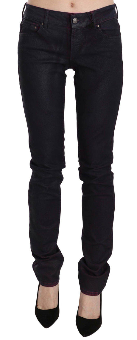 Just Cavalli Black Cotton Low Waist Skinny Denim Pants - Hilstor