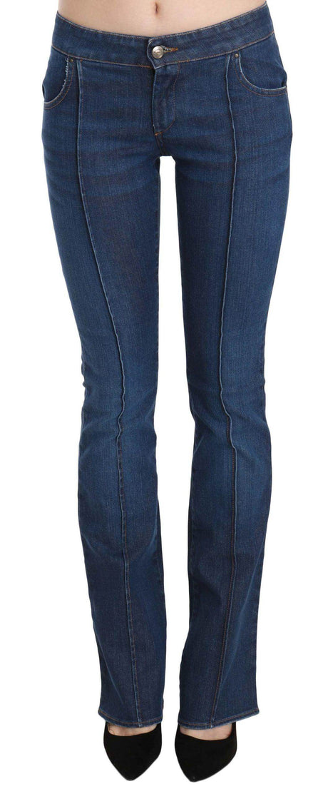 Just Cavalli Blue Low Waist Boot Cut Denim Pants Jeans - Hilstor