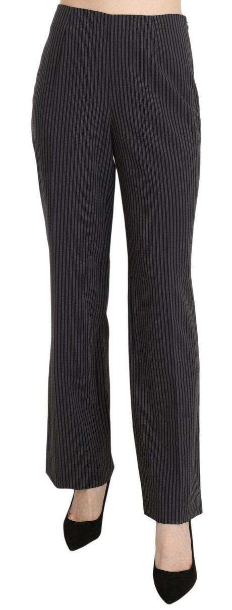 BENCIVENGA Black Striped Cotton Sretch Dress Trousers Pants - Hilstor