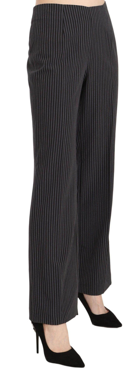 BENCIVENGA Black Striped Cotton Sretch Dress Trousers Pants - Hilstor