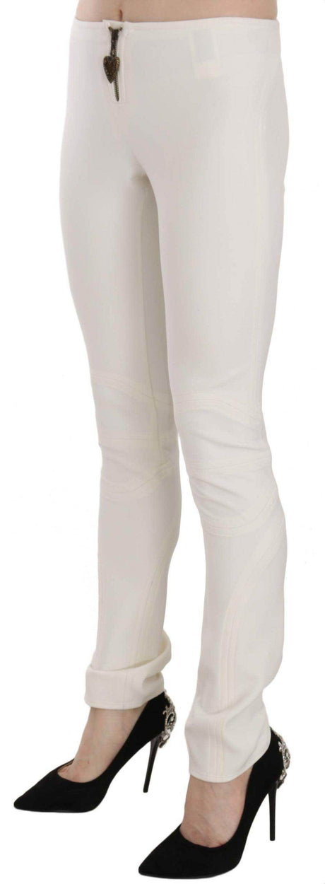 Just Cavalli White Mid Waist Skinny Dress Trousers Pants - Hilstor