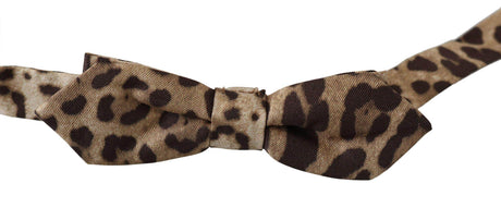 Dolce & Gabbana Brown Leopard Silk Adjustable Neck Papillon Men Bow Tie - Hilstor