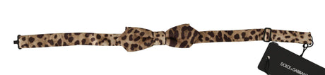 Dolce & Gabbana Brown Leopard Silk Adjustable Neck Papillon Men Bow Tie - Hilstor