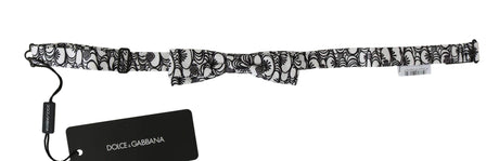 Dolce & Gabbana White Pattern Silk Adjustable Neck Papillon Tie - Hilstor