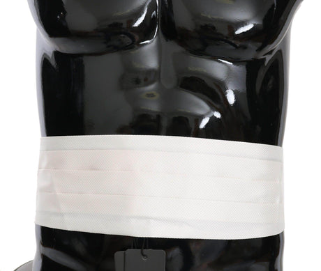 Dolce & Gabbana White Men Waist Belt 100% Silk Cummerbund - Hilstor