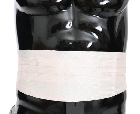 Dolce & Gabbana White Men Waist Belt 100% Silk Cummerbund - Hilstor