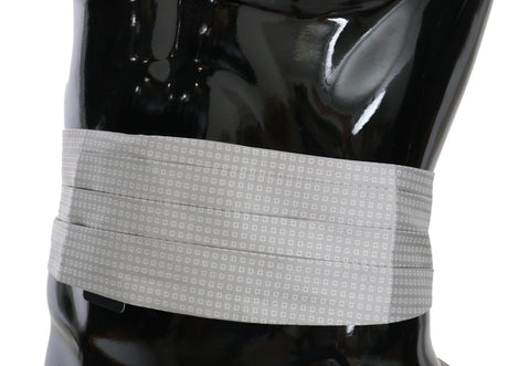 Dolce & Gabbana Gray Patterned Waist Belt Silk Cummerbund - Hilstor