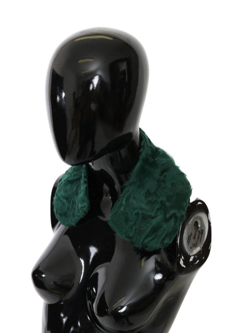 Dolce & Gabbana Green Fur Shoulder Collar Wrap Lambskin Scarf - Hilstor