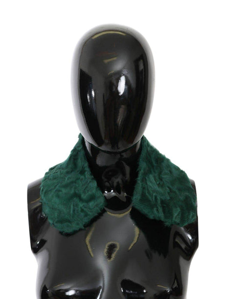 Dolce & Gabbana Green Fur Shoulder Collar Wrap Lambskin Scarf - Hilstor