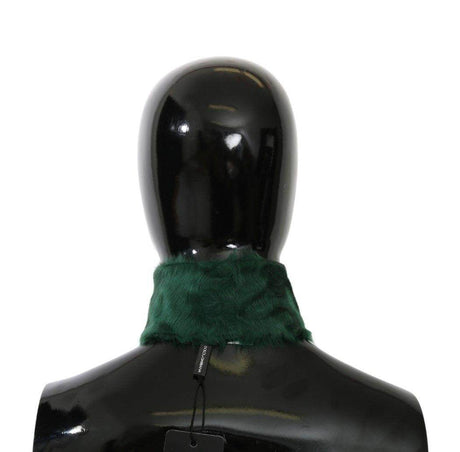Dolce & Gabbana Green Fur Neck Collar Wrap Lambskin Scarf - Hilstor