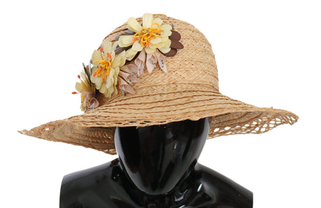 Dolce & Gabbana Beige Wide Brim Floral Bucket Capello Hat - Hilstor