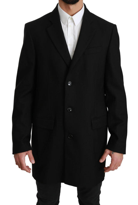 Dolce & Gabbana Black 100% Wool Jacket Coat Blazer - Hilstor
