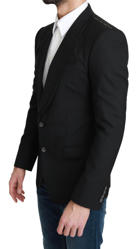 Dolce & Gabbana Black Single Breasted Formal Wool Blazer - Hilstor