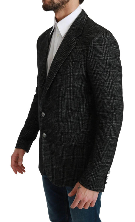 Dolce & Gabbana Gray Plaid Check Slim Fit Jacket Blazer - Hilstor