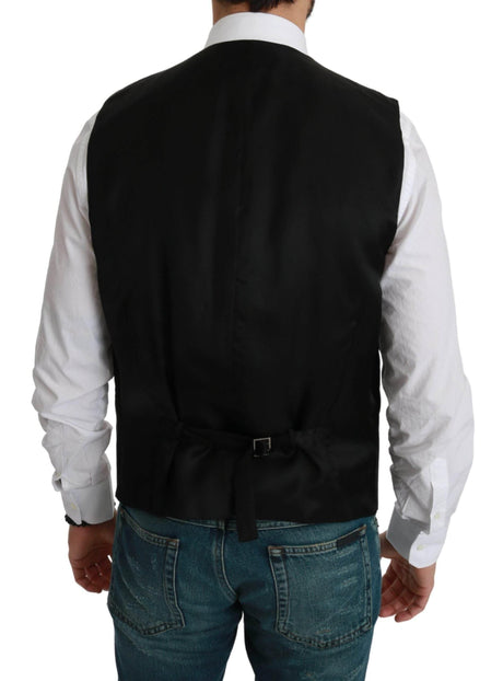 Dolce & Gabbana White Black Stripes Waistcoat Formal Vest - Hilstor
