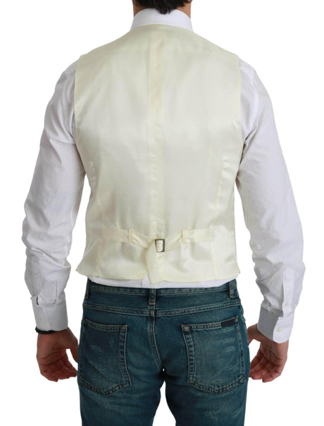 Dolce & Gabbana White Waistcoat Formal Wool Vest - Hilstor