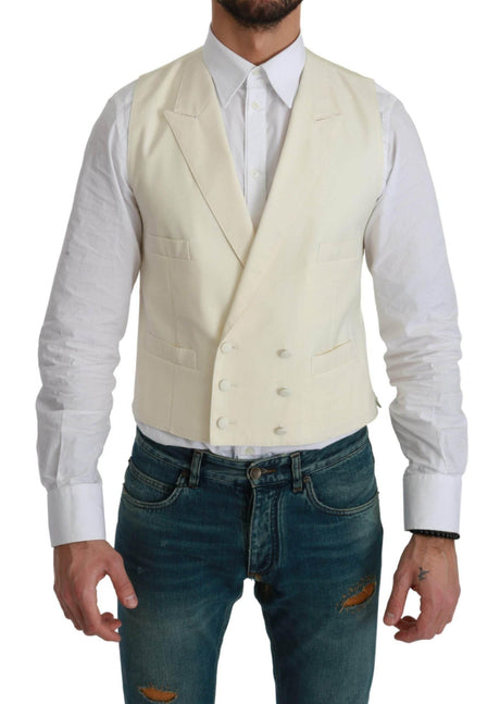 Dolce & Gabbana White Waistcoat Formal Wool Vest - Hilstor