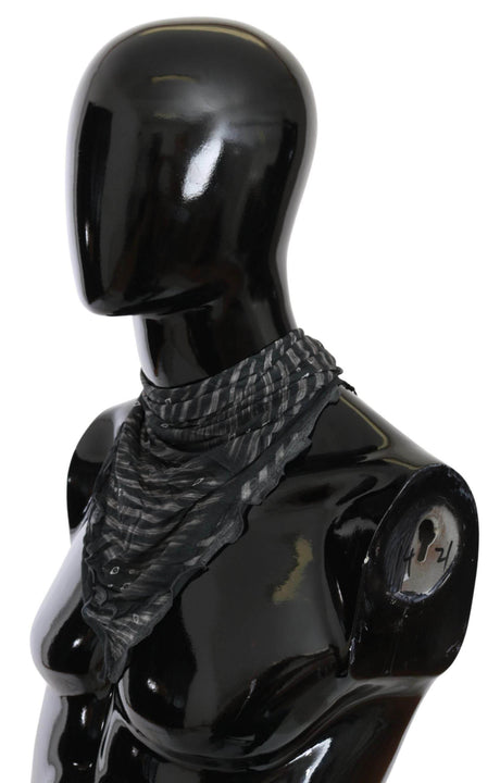 Costume National Black Gray Viscose Foulard Branded Scarf - Hilstor