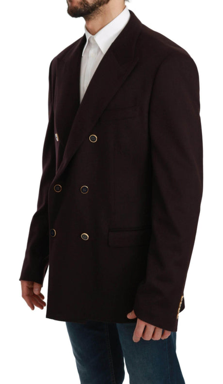Dolce & Gabbana Bordeaux Cashmere Coat TAORMINA Blazer - Hilstor