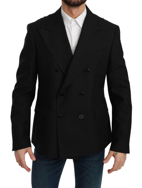 Dolce & Gabbana Black Slim Fit Jacket Coat Wool Blazer - Hilstor