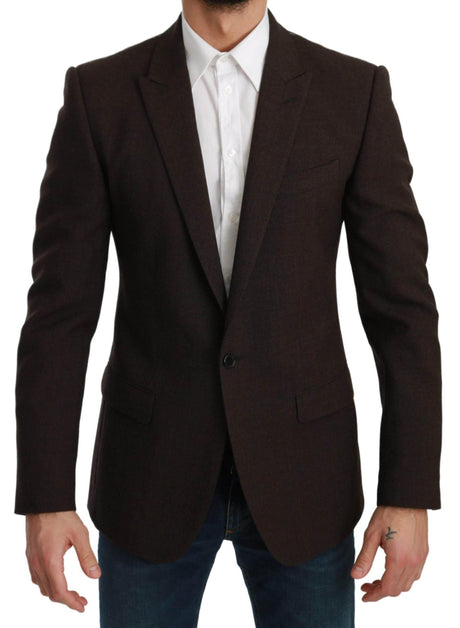 Dolce & Gabbana Brown Slim Fit Coat Jacket MARTINI Blazer - Hilstor