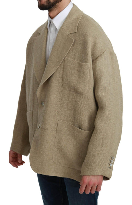Dolce & Gabbana Beige Jacket Coat 100% Jute Blazer Coat - Hilstor