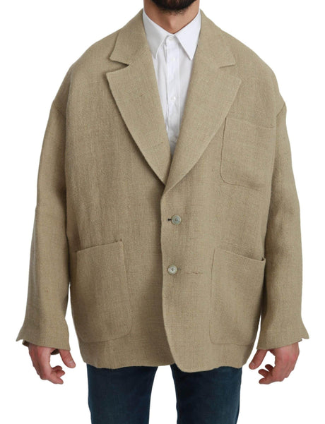 Dolce & Gabbana Beige Jacket Coat 100% Jute Blazer Coat - Hilstor