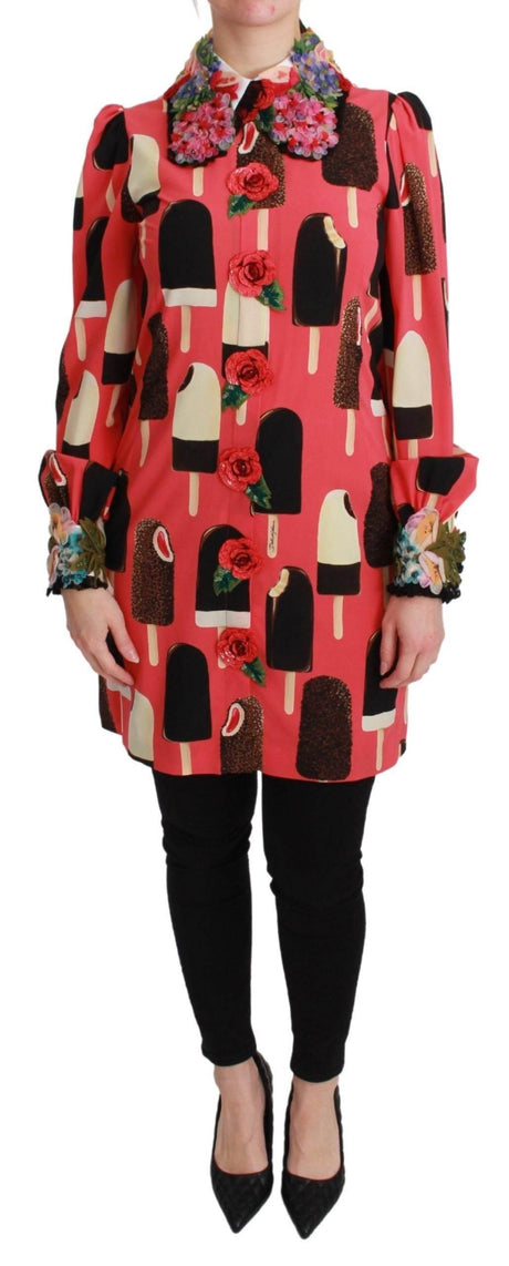 Dolce & Gabbana Pink Ice Cream Roses Sequined Dress - Hilstor