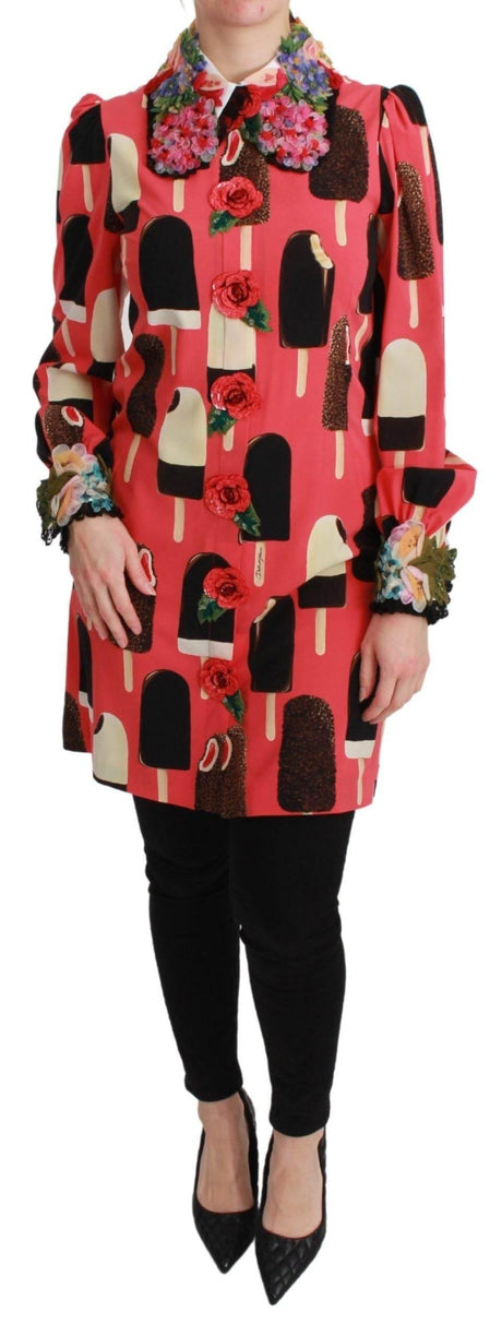 Dolce & Gabbana Pink Ice Cream Roses Sequined Dress - Hilstor