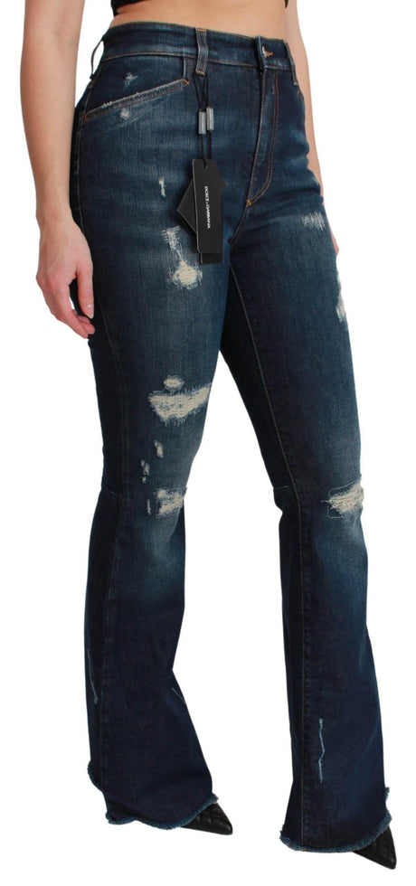 Dolce & Gabbana Blue Denim Cotton Stretch Flared Jeans - Hilstor