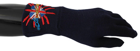 Dolce & Gabbana Blue #DGLovesLondon Embroidered Wool Gloves - Hilstor